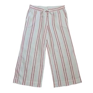 Tommy Bahama Marcella‎ Stripe Linen Culottes Pants Medium White Pink Resort